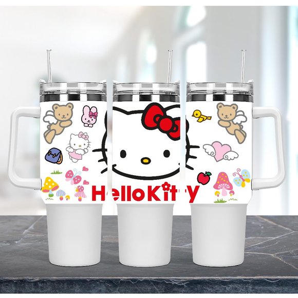 Barbie Other - Custom 40 oz Tumbler Cartoon Kawaii Hello Kitty, Pink Kitty, Pink Cat Tumbler 40
